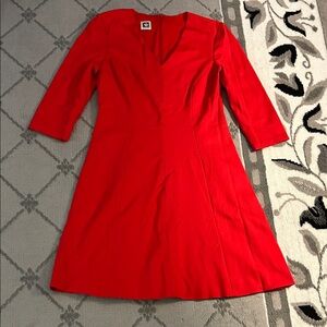 Anne Klein Red V-Neck Midi Dress